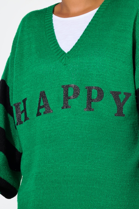 Pullover, oversized, HAPPY, Ringel-Ärmel