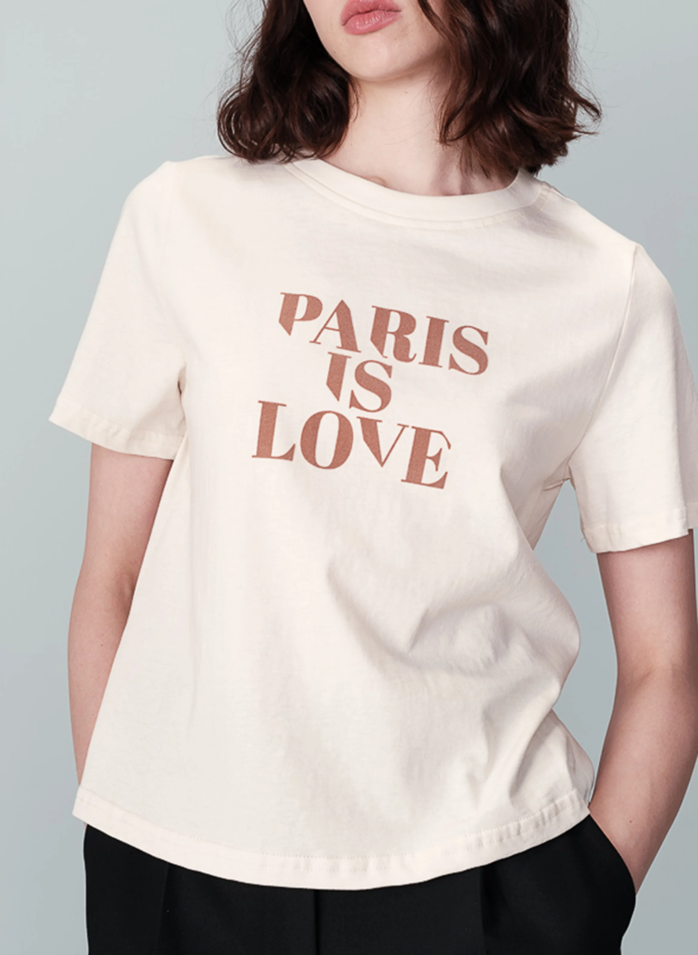 NOBUTO - Tee-shirt col rond en coton | Beige