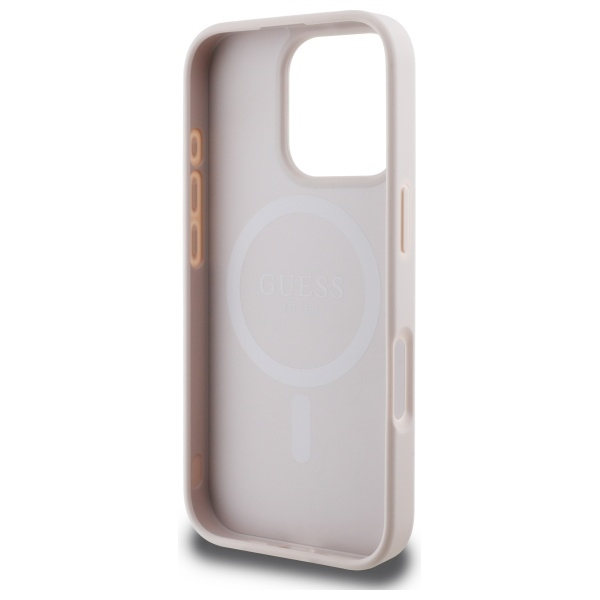 iPhone 16 Pro Max MagSafe Leder Hardcase Hülle 4G Ring Classic Logo (GUHMP16XG4GFRP) - Rosa