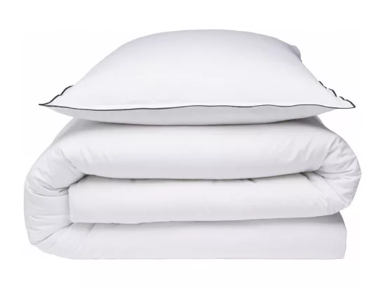 Parure de lit unie en coton finition bourdon 260x240cm