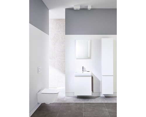 GEBERIT wandclosetset Smyle Square, randloos, glanzend wit met toiletzitting CG05030000