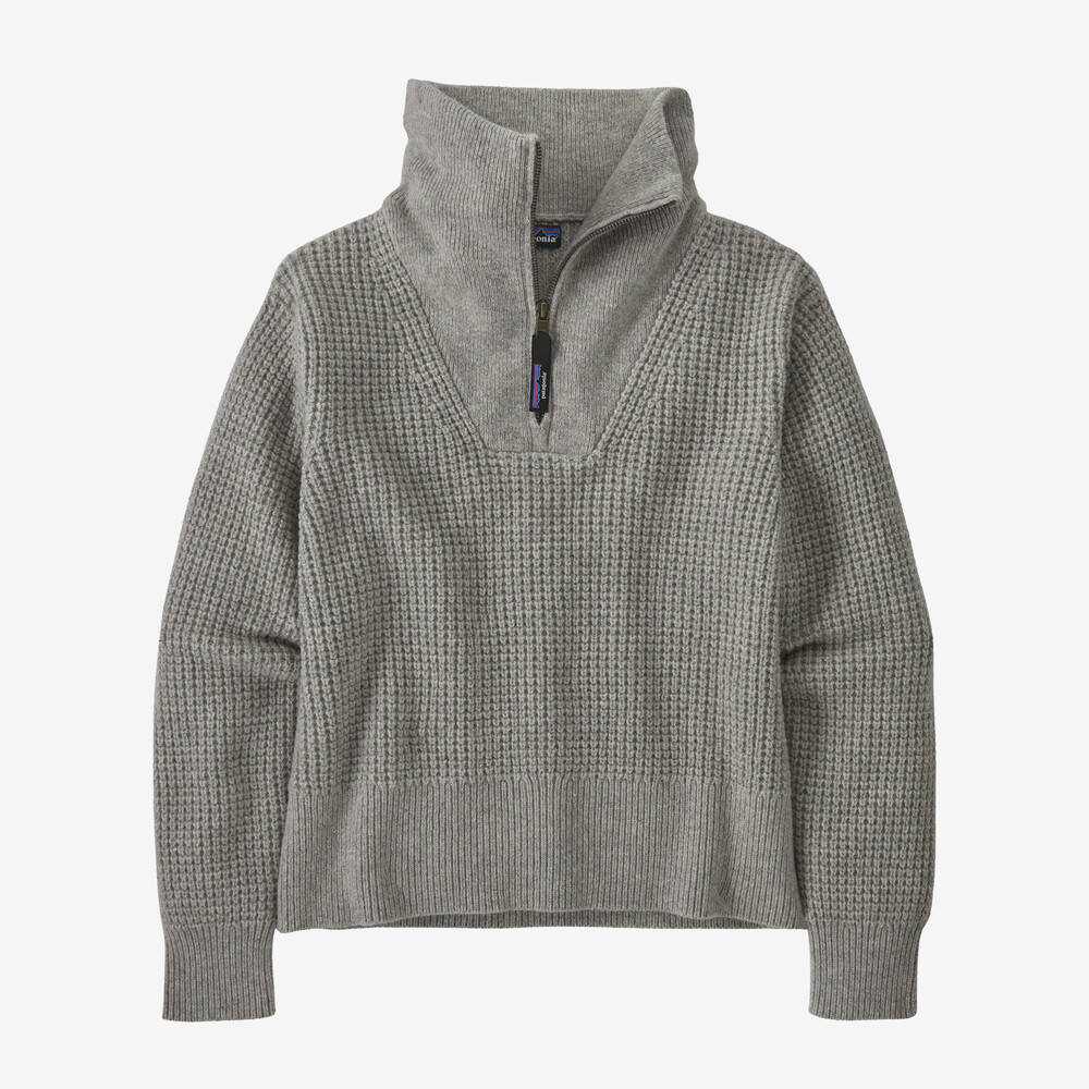 Damenpullover aus recyceltem Wollmischgewebe mit 1/4-Reißverschluss