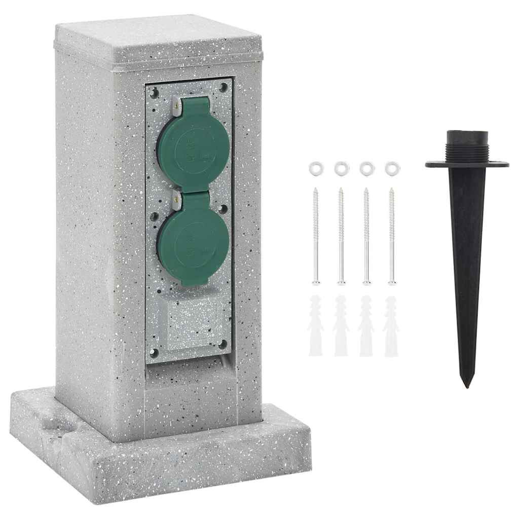 vidaXL Tuinstopcontactsplitter met pen, 4 stopcontacten, imitatiesteen