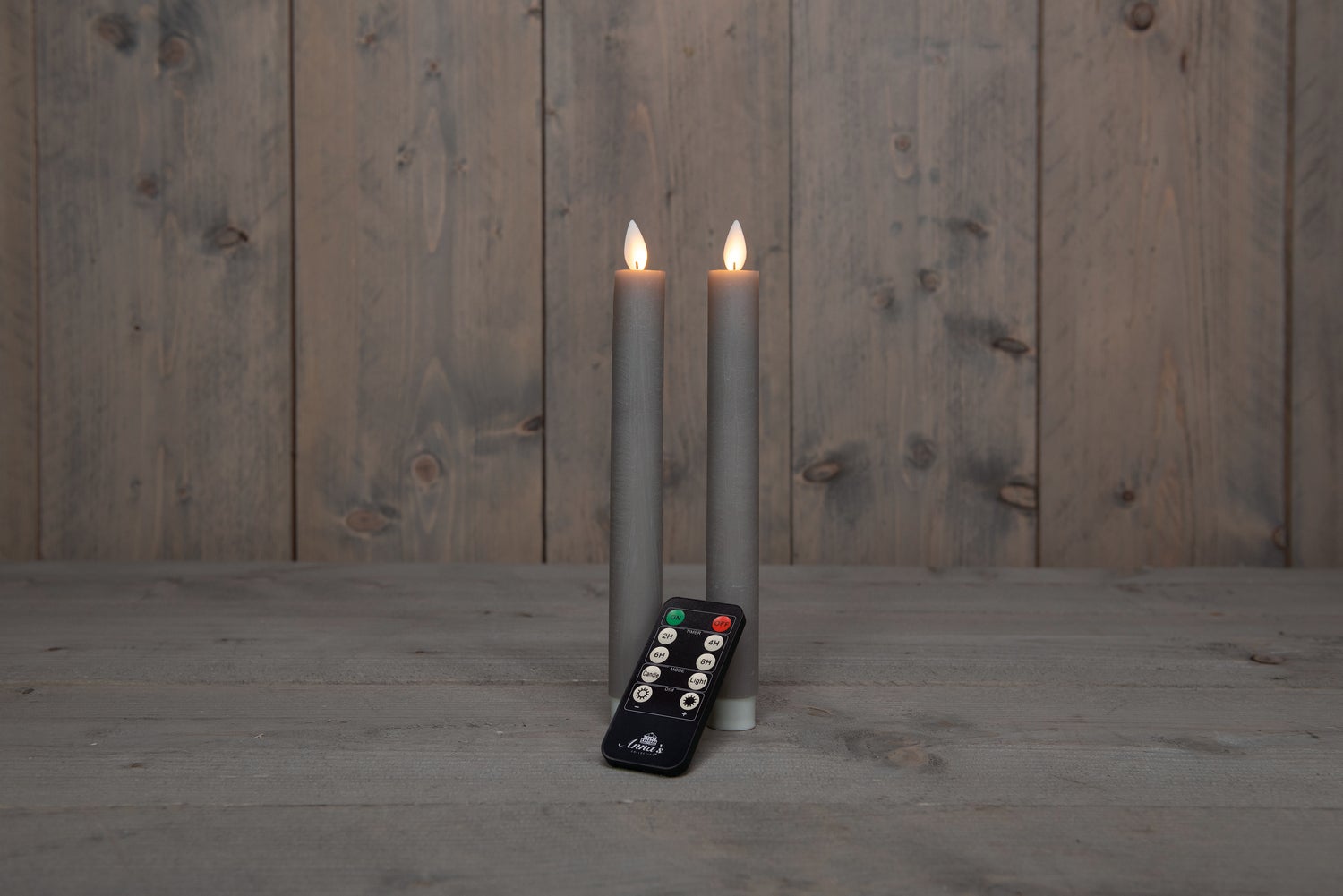 Anna's Collection LED dinerkaars taupe D 2,5 H 23 cm 2 stuks