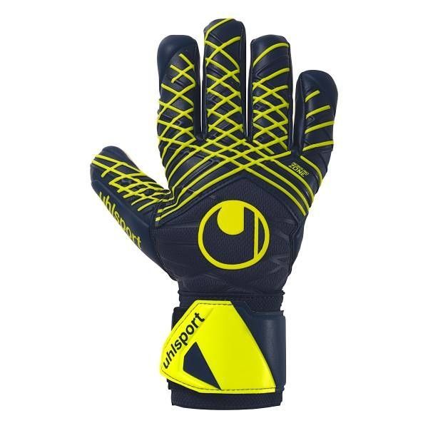 Uhlsport Gants de Gardien Prediction Supersoft HN - Bleu Marine/Blanc/Jaune Fluo
