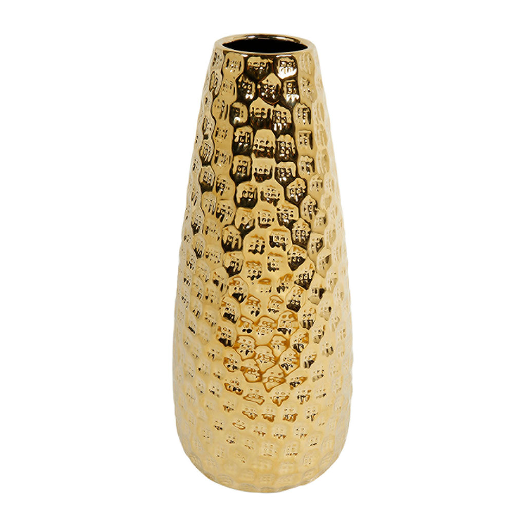 Vase cylindrique céramique doré H 30cm