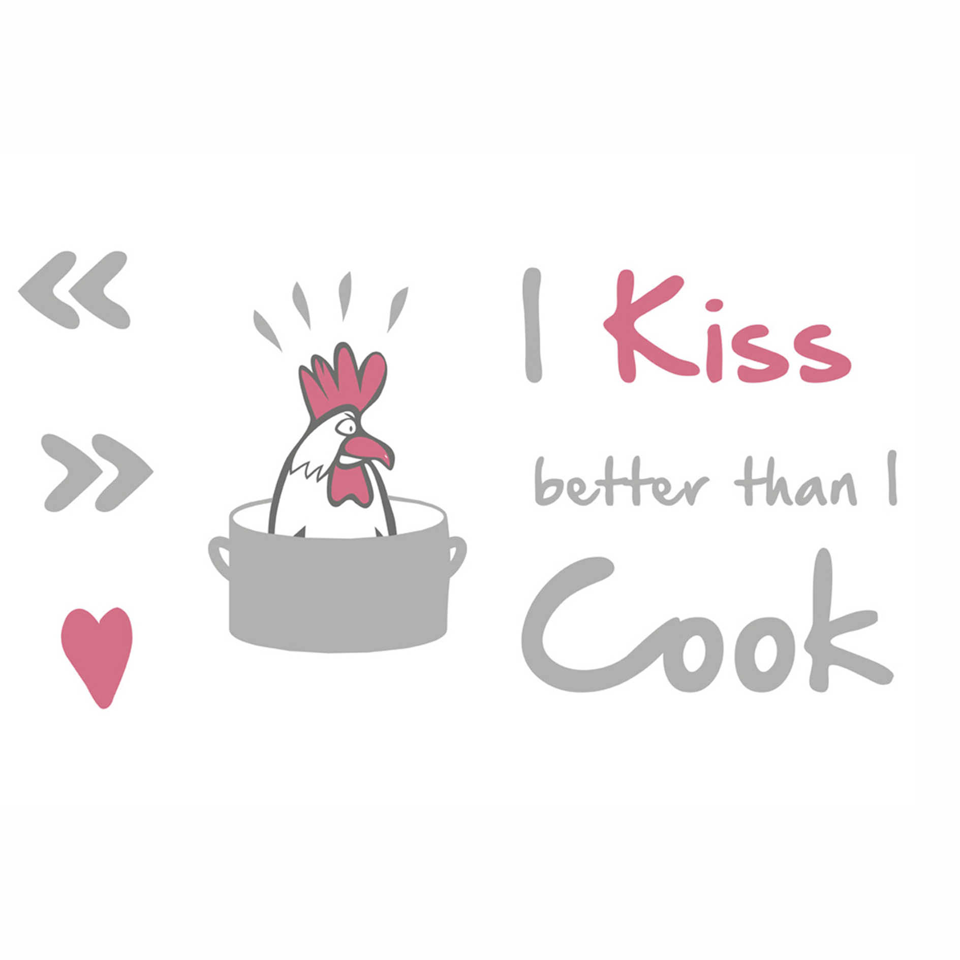 Wandtattoo I KISS BETTER THAN… - grau-pink - 50x70 cm