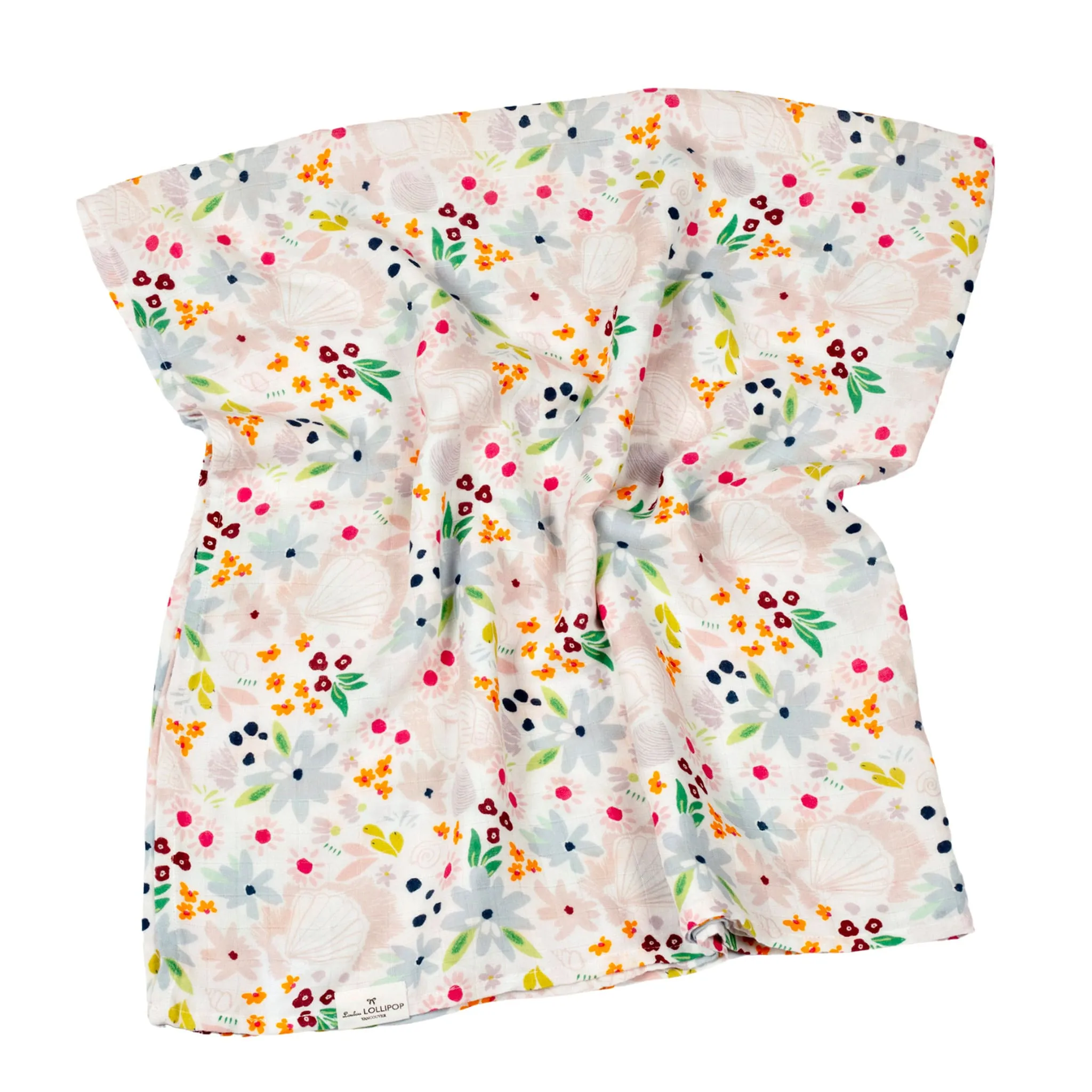 Loulou Lollipop Couverture Mousseline Bambou - Coquillage Floral