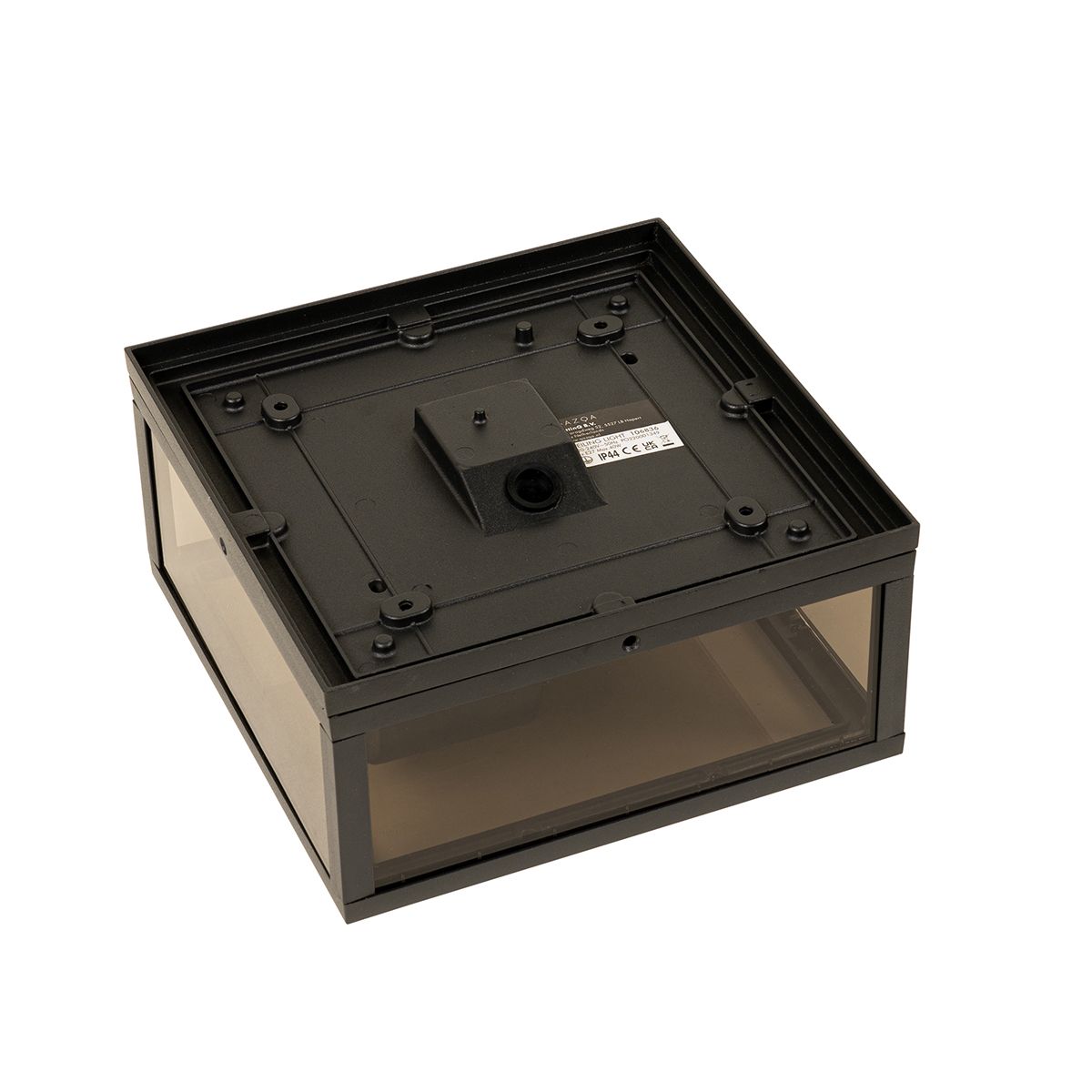 Plafondlamp zwart met smoke glas 2-lichts IP44 - Charlois