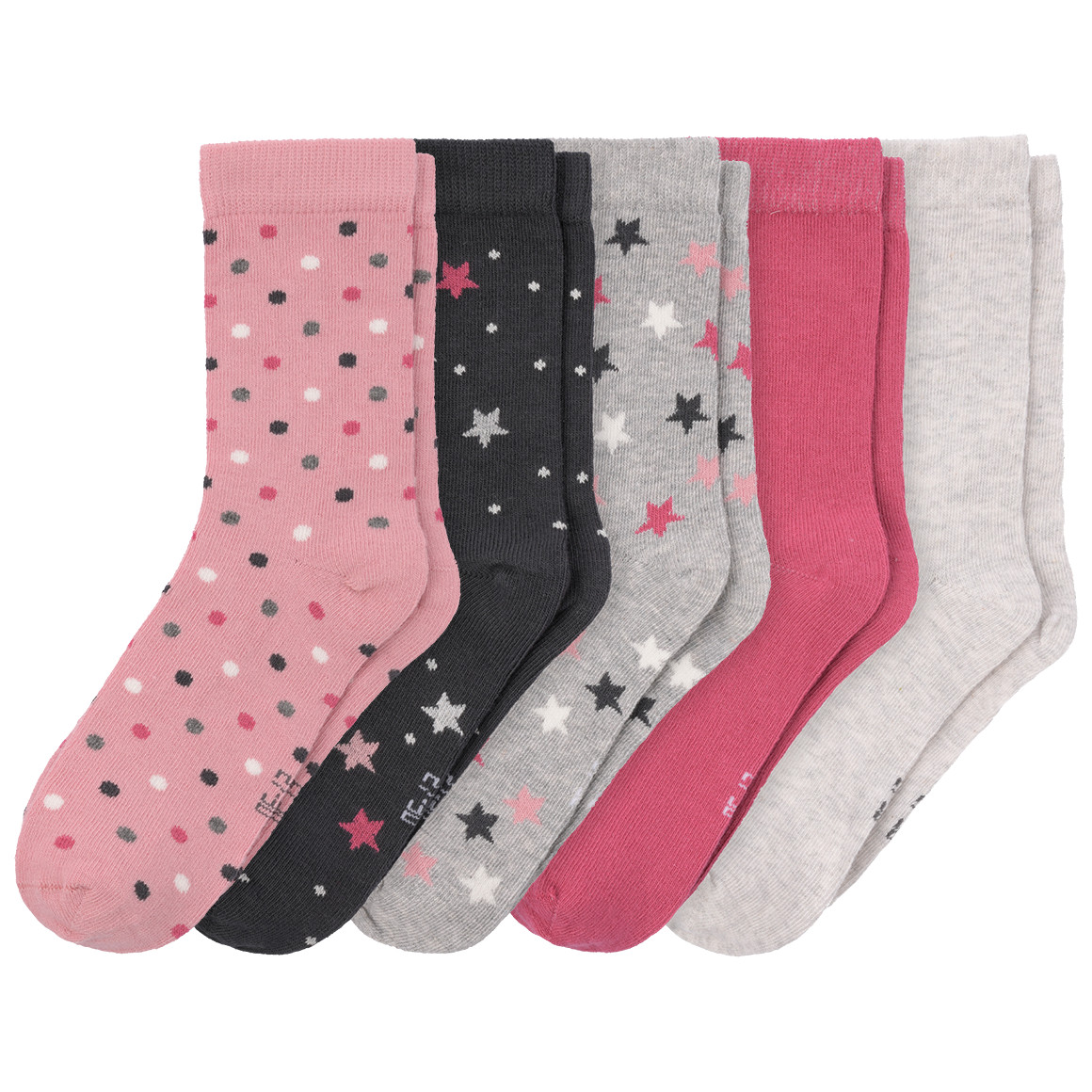 Topolino 5 Paar Mädchen Socken im Set grau / rosa