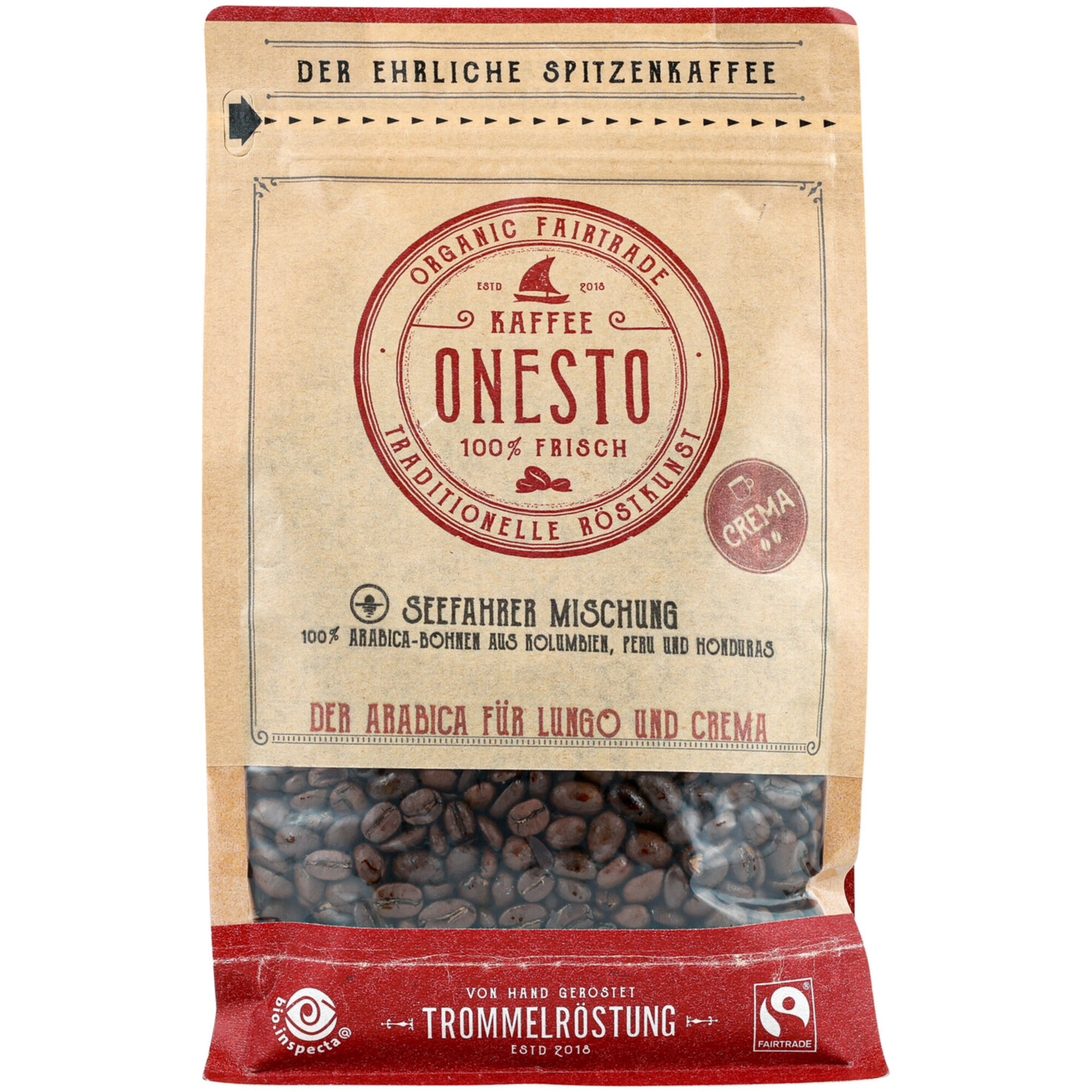 Onesto Bio Bohnenkaffee Seehallen Mischung Crema