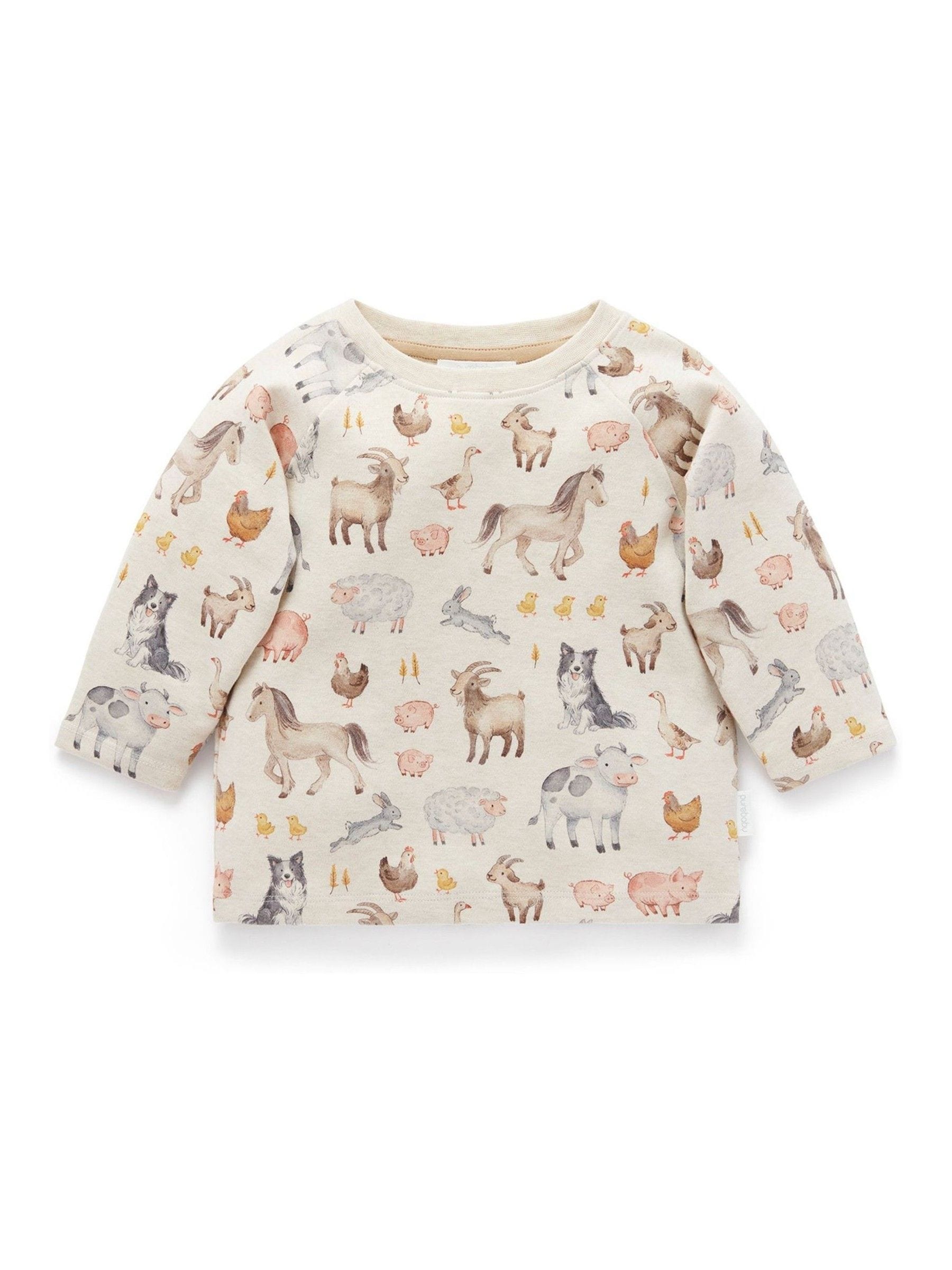 Purebaby Farm Animals Thick Long Sleeve T-Shirt