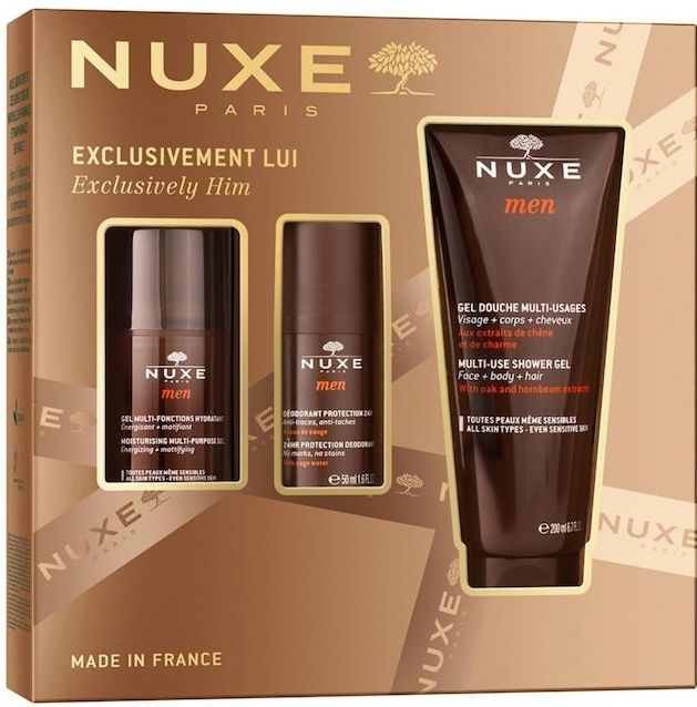 NUXE Men - Lichaamsverzorgingscadeauset - 50 ml Moisturiser - 200 ml Douchegel - 50 ml Deodorant