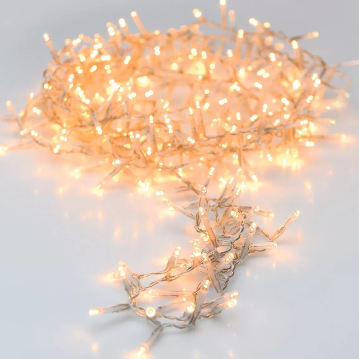 Guirlande lumineuse 16 m 750 LED câble transparent Luxe Blanc chaud