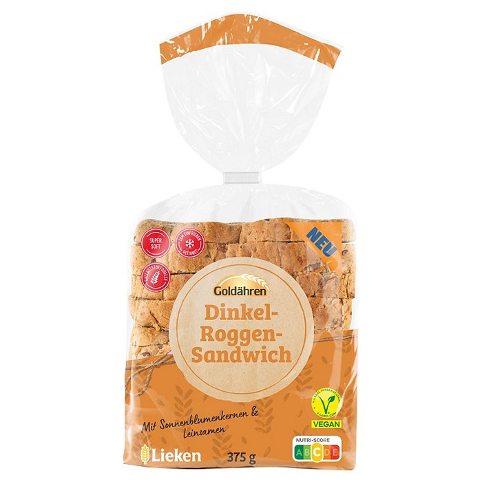 GOLDÄHREN Dinkel-Roggen-Sandwich 375 g