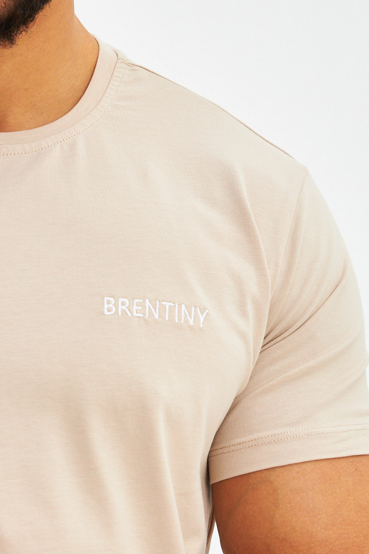 T-shirt basique logo Brentiny brodé beige