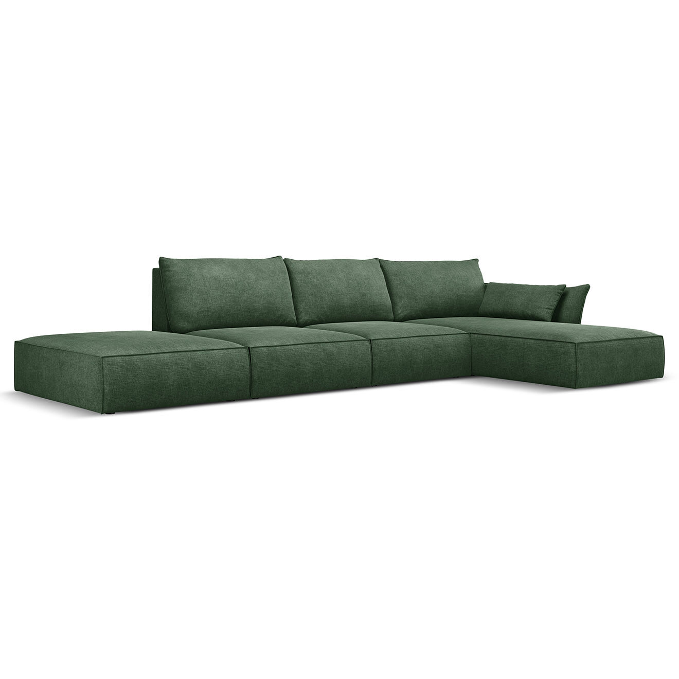 Mazzini Sofas Canapé D'Angle Droit Vanda 5 Places 1 vert bouteille - 386x166x85 cm