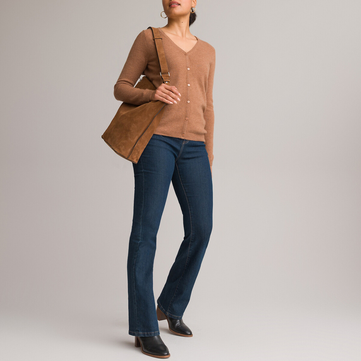 ANNE WEYBURN<br>Cardigã em malha fina de cashmere puro