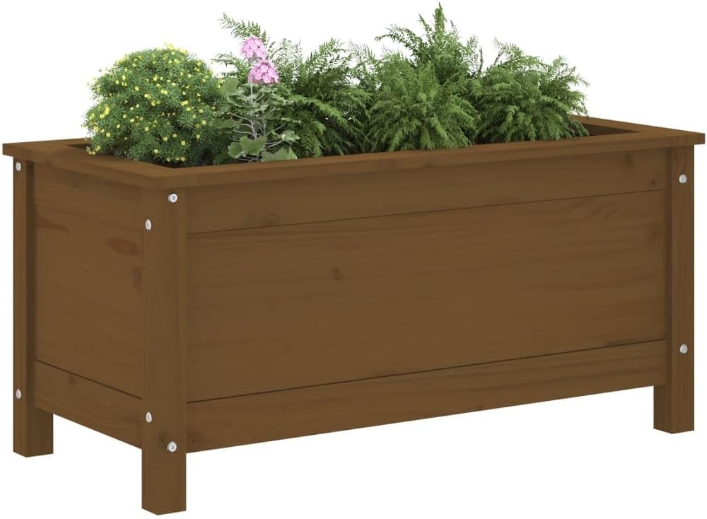 Hochbeet Balkon 82,5×40×39 cm Kiefernholz Honigbraun, Kräuter/Gemüse Beet, rostfrei & wetterfest