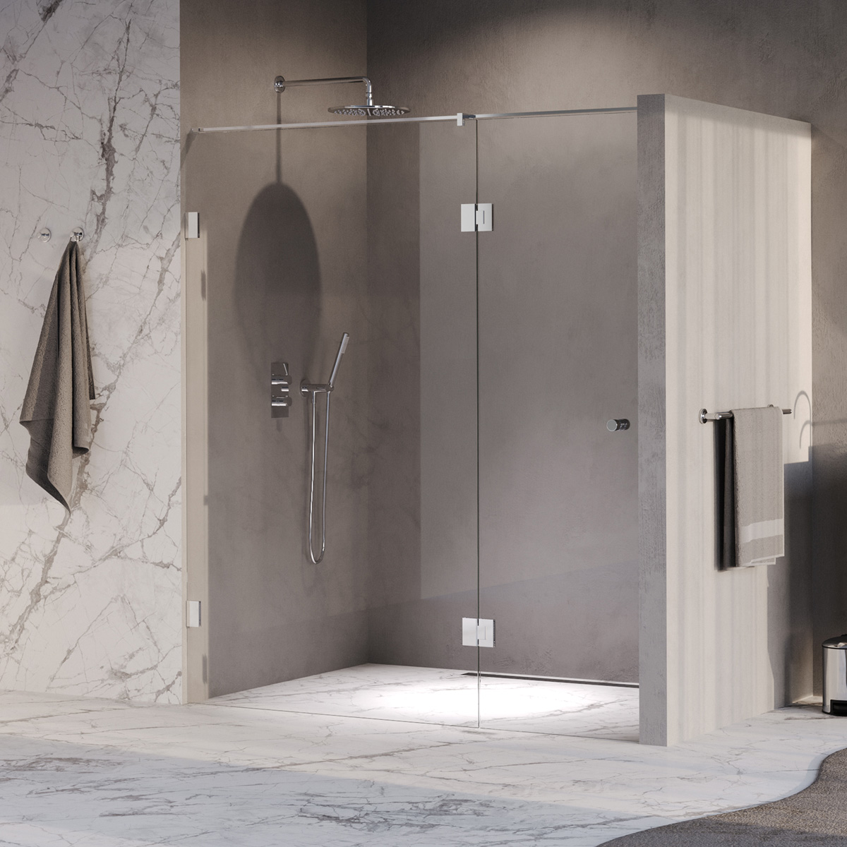 Brauer Void Carving profielloze nisdeur 170cm met draaideur 70cm aan glas chroom