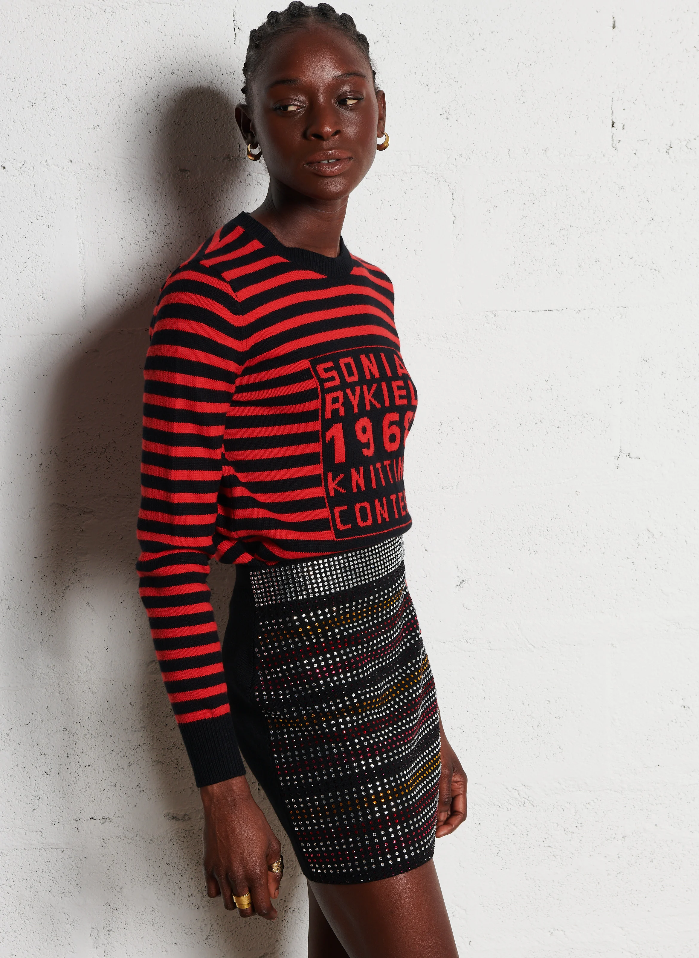 Pull col rond en coton et cachemire| Noir