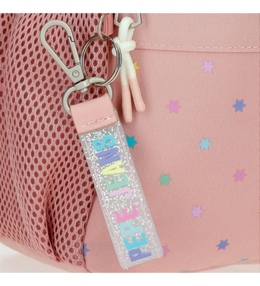 Mochila escolar Pepe Jeans, fofa e adaptável, rosa.