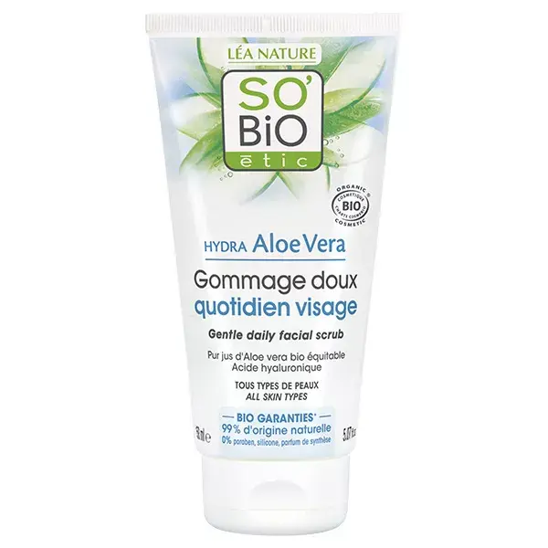Esfoliante Facial Suave So'Bio Étic Hydra Aloe Vera com Suco de Aloe Vera Orgânico 150ml