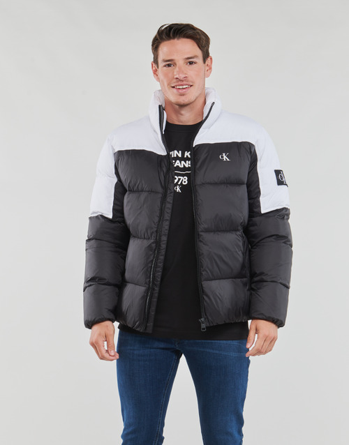 Calvin Klein Jeans - BLOCKING NON-DOWN PUFFER JACKET - Noir / Blanc