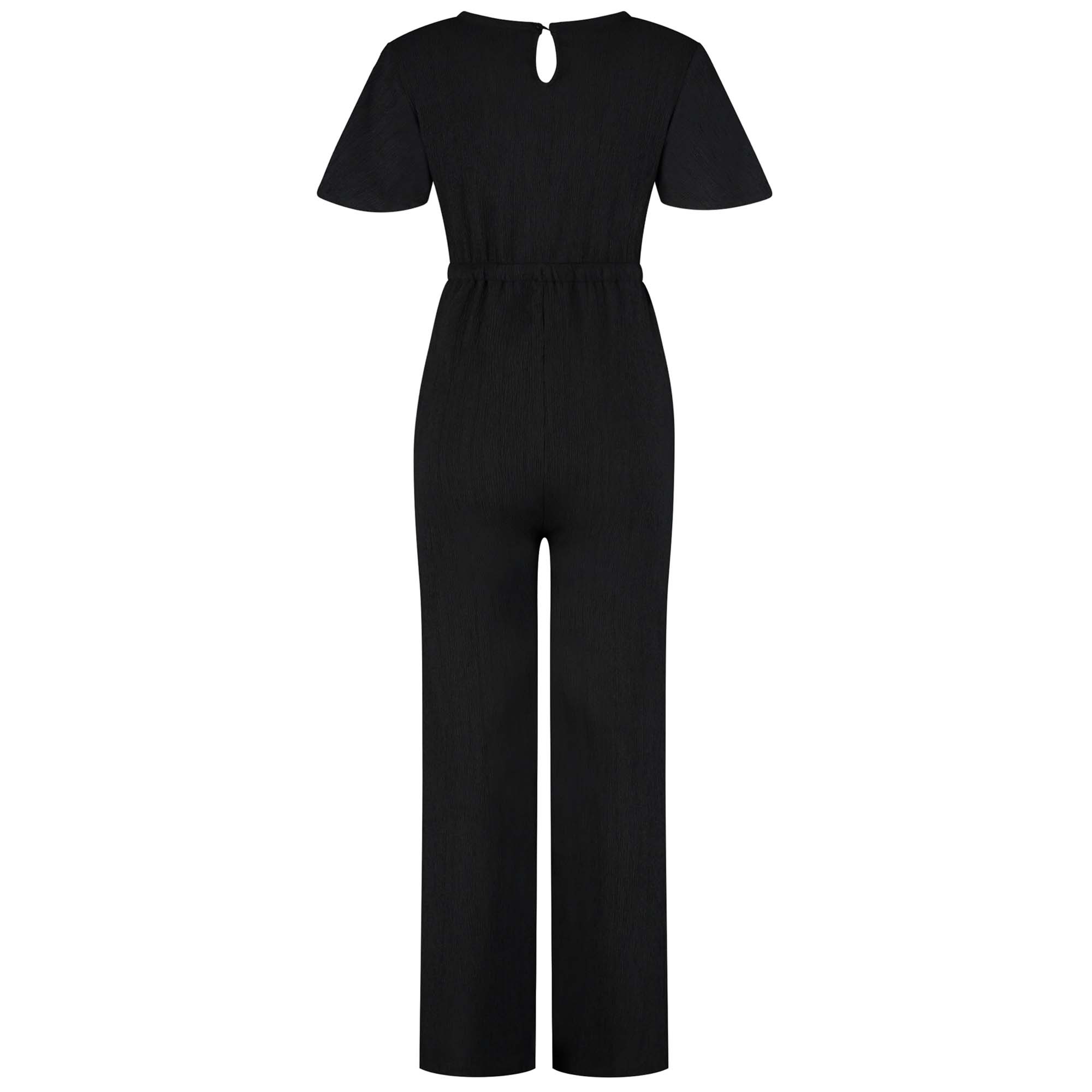 Prénatal zwangerschapsjumpsuit korte mouwen effen zwart
