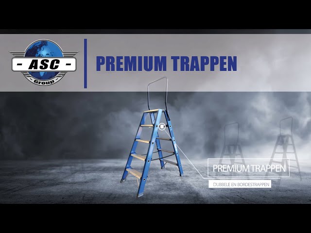 ASC 200302 Premium BT Trap - Enkel - Aluminium met blauwe coating - 4 treden - max. werkhoogte 3.00 m.