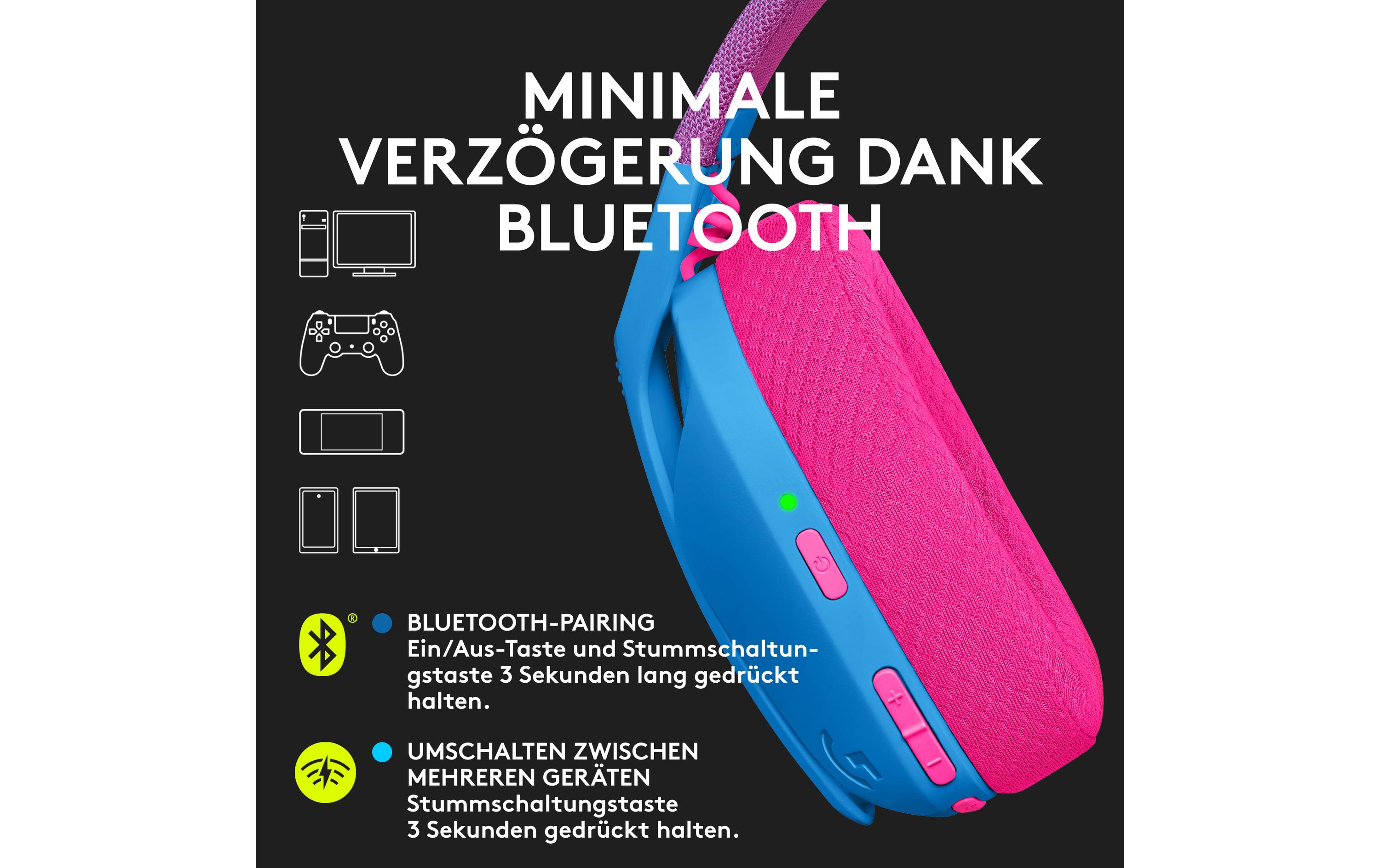 Headset G435 Gaming Lightspeed BlauKabelloses Gaming-Headset mit integrierten Beamforming-Mikrofonen und bis zu 18 Stunden Akkulaufzeit