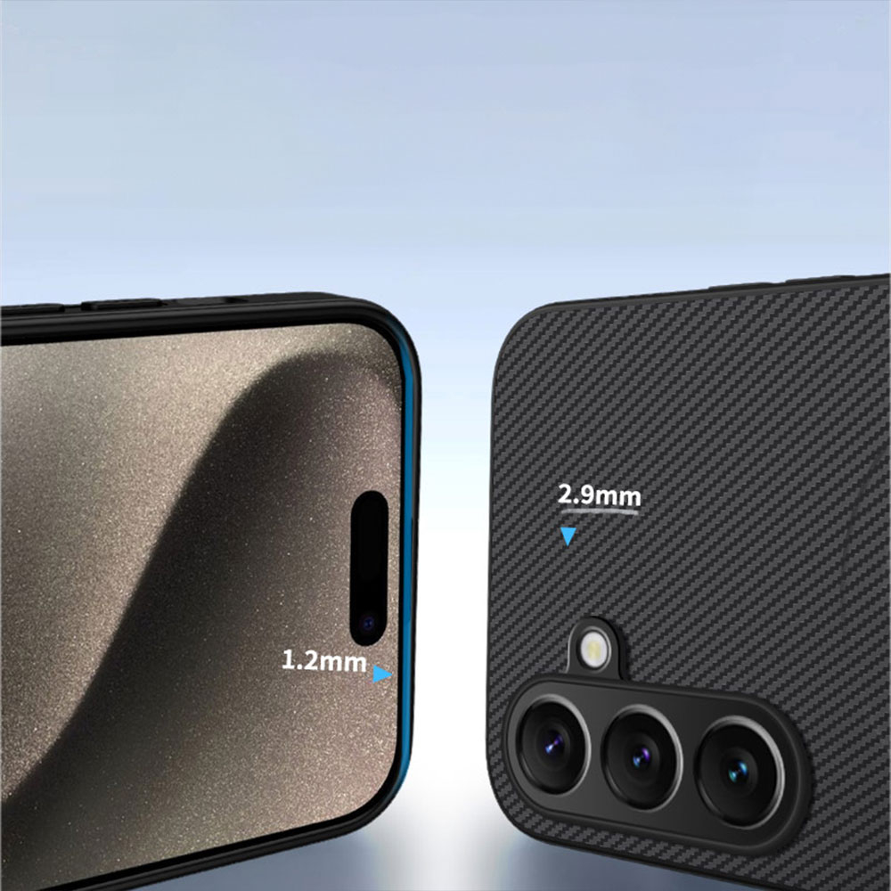 Samsung Galaxy S25 FE Hybrid Gummi Schutzhülle Carbon Look MagSafe-Modul - Schwarz / Grau