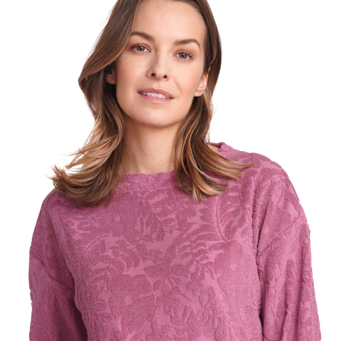 Gina Benotti Damen Sweatshirt mit Frottee-Muster himbeer