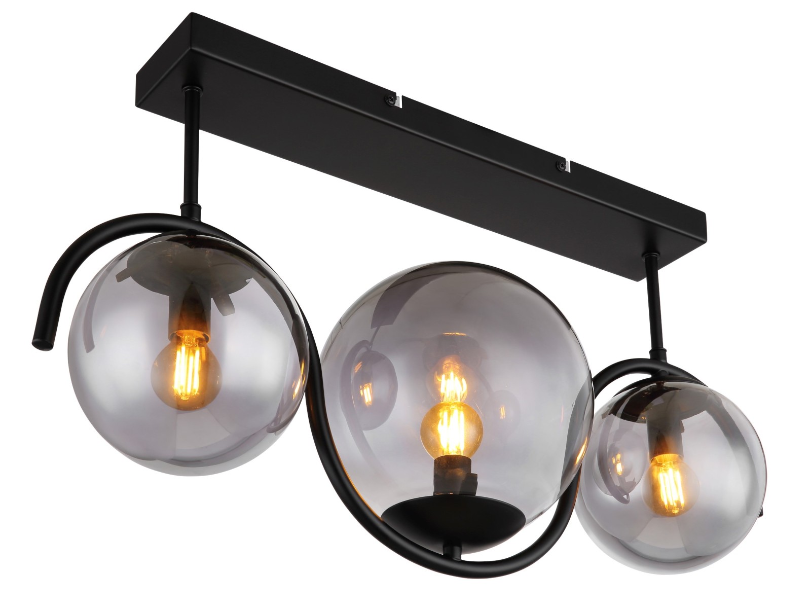 Deckenlampe - schwarz matt - rauchfarben - Glas - 60 cm breit