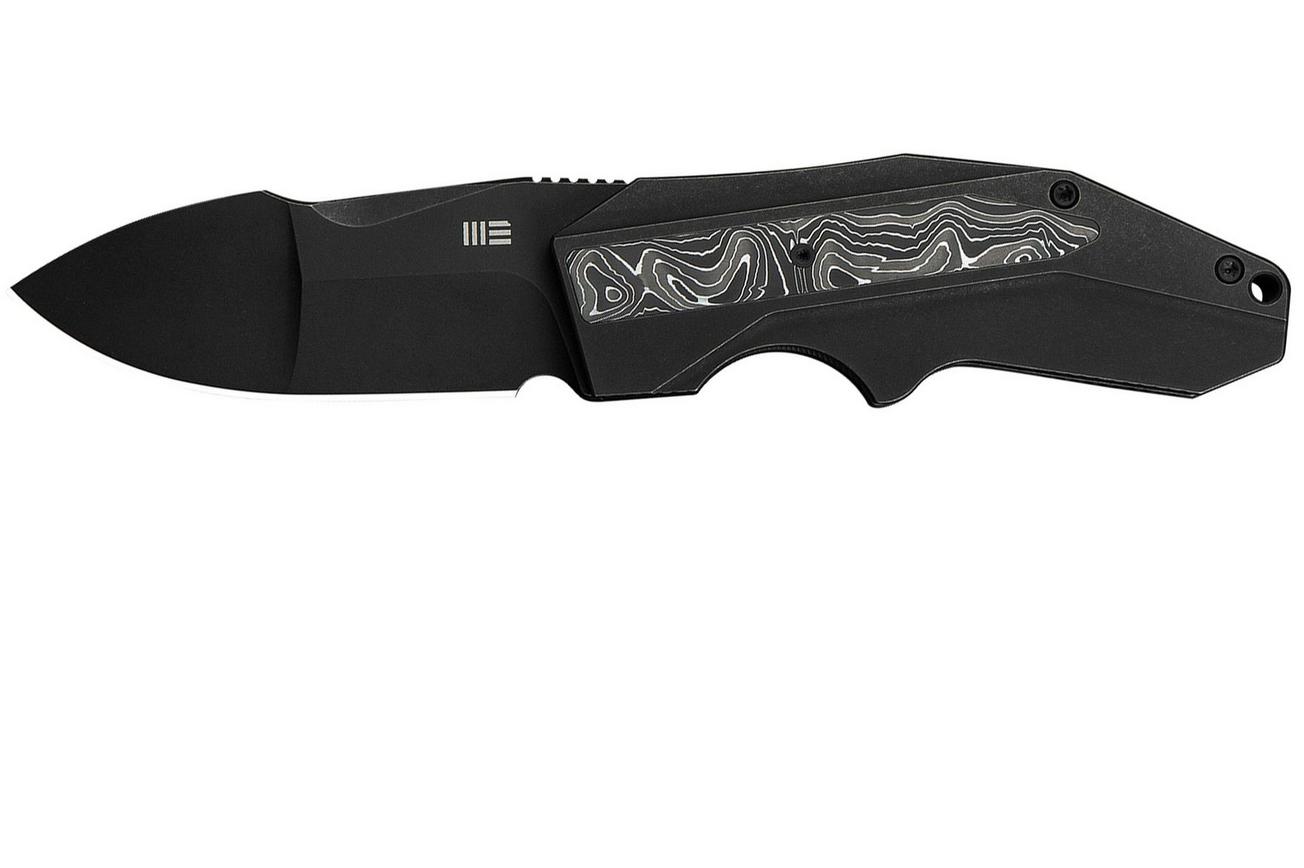 WE Knife Coral WE24044-1, Black Stonewashed CPM 20CV, Black Titanium, Aluminum Foil Carbon Fiber Inlay zakmes, Gustavo T. Cecchini design