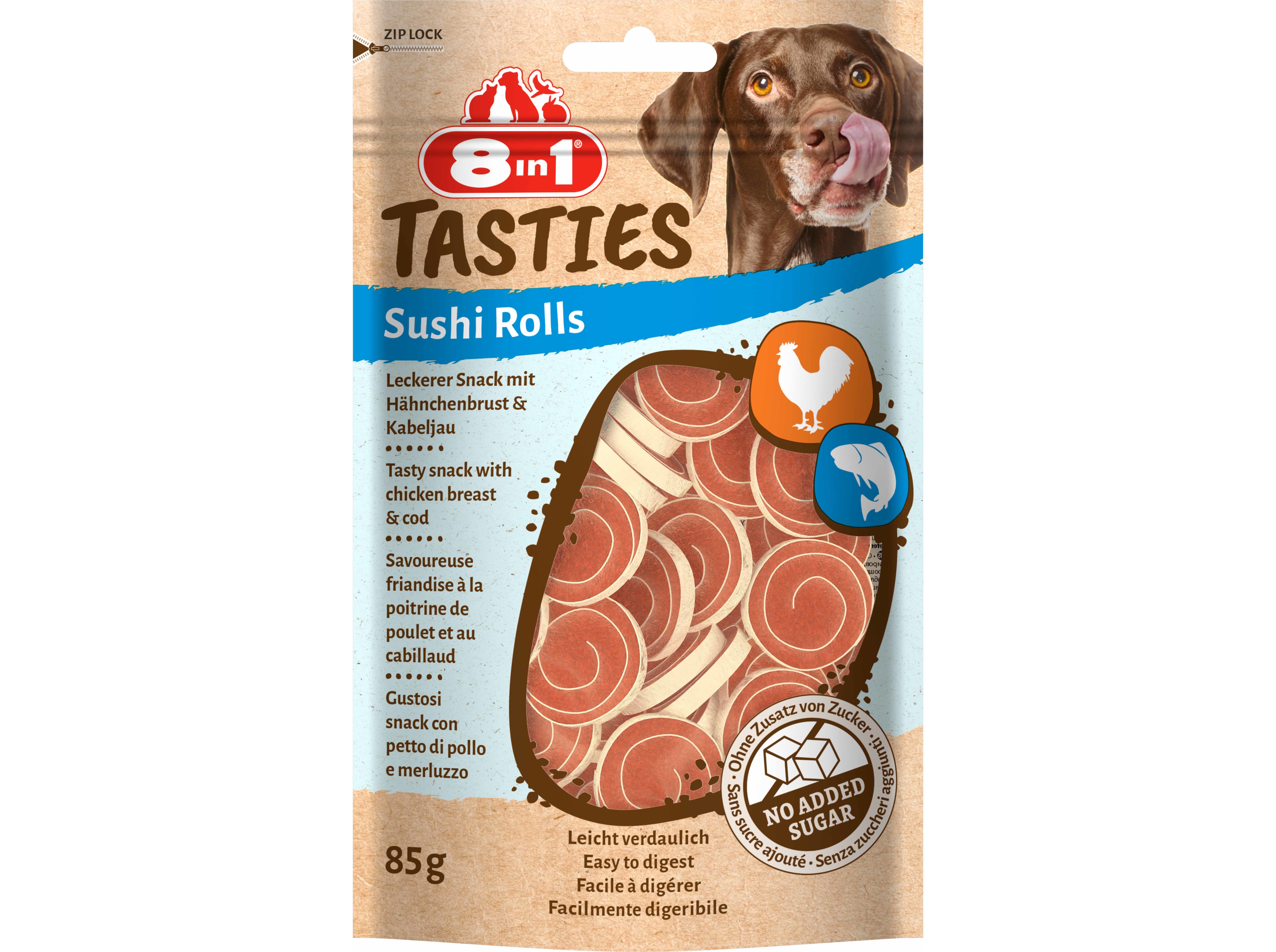 SNACKS CÃO 8IN1 SUSHI ROLLS 85G