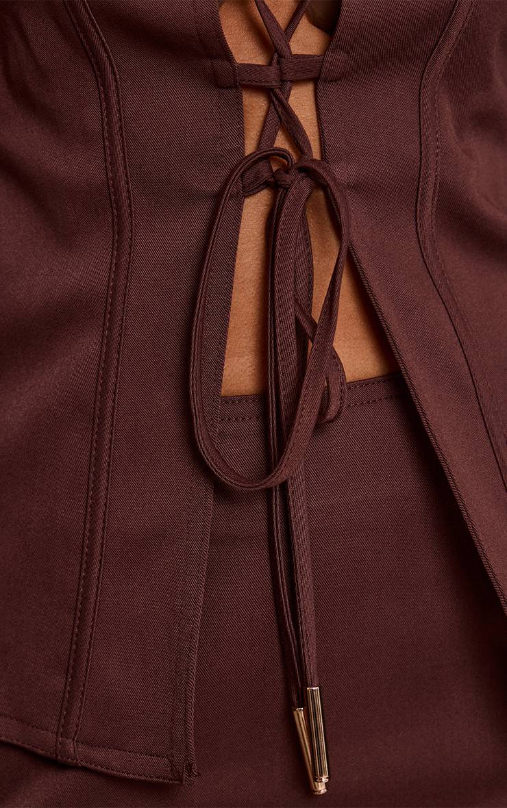 Chocolat Blazer Corset En Denim Ajusté À Lacets PLT Label
