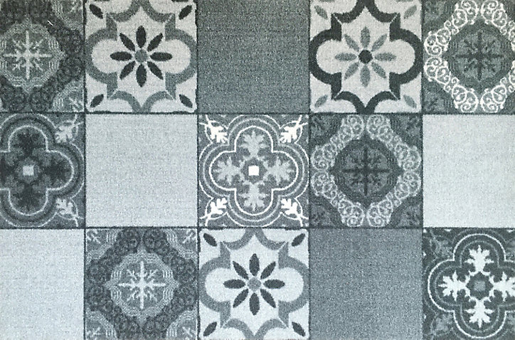 Paillasson intérieur Carreaux de ciment gris 50 x 75 cm