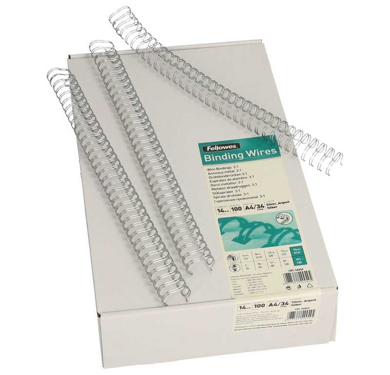 Fellowes Drahtbinderücken, A4, 14 mm, silber, 100 Stück