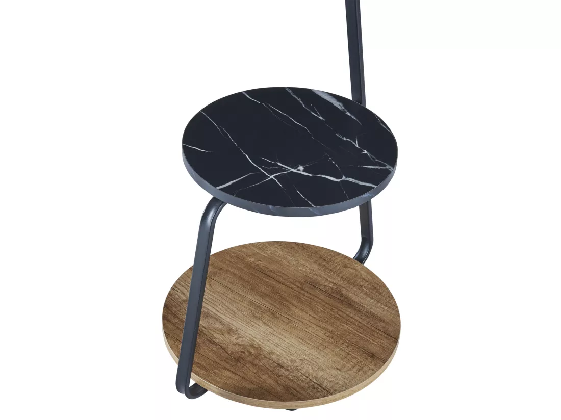 Table d'appoint Sipoo à 3 niveaux 74 x 46 x 37 cm effet noyer / marbre noir / noir [en.casa]