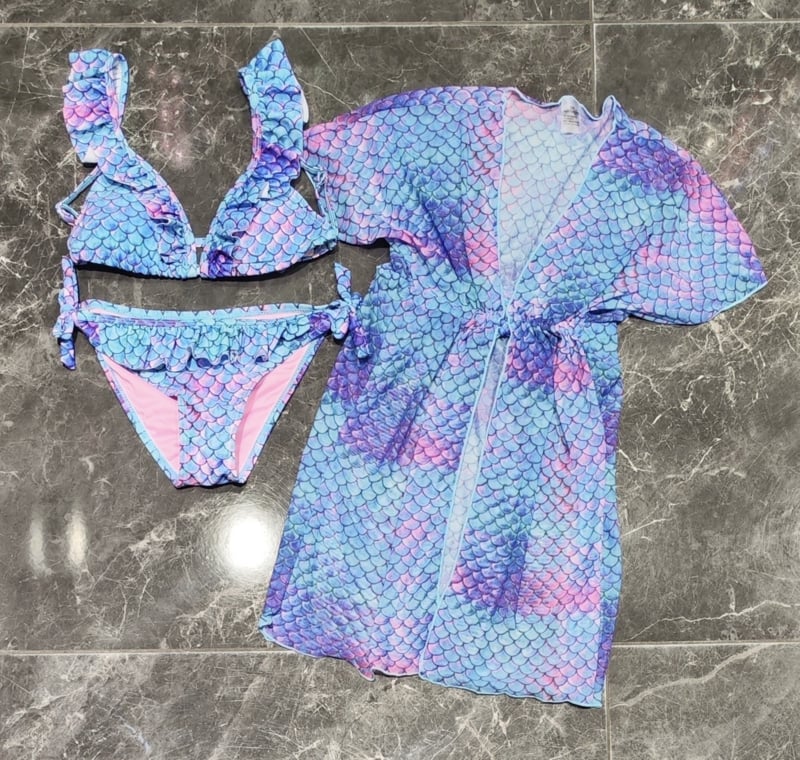 Mermaid bikini & kimono - Blauw/paars