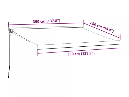 Auvent rétractable anthracite et blanc 3,5x2,5m tissu/aluminium