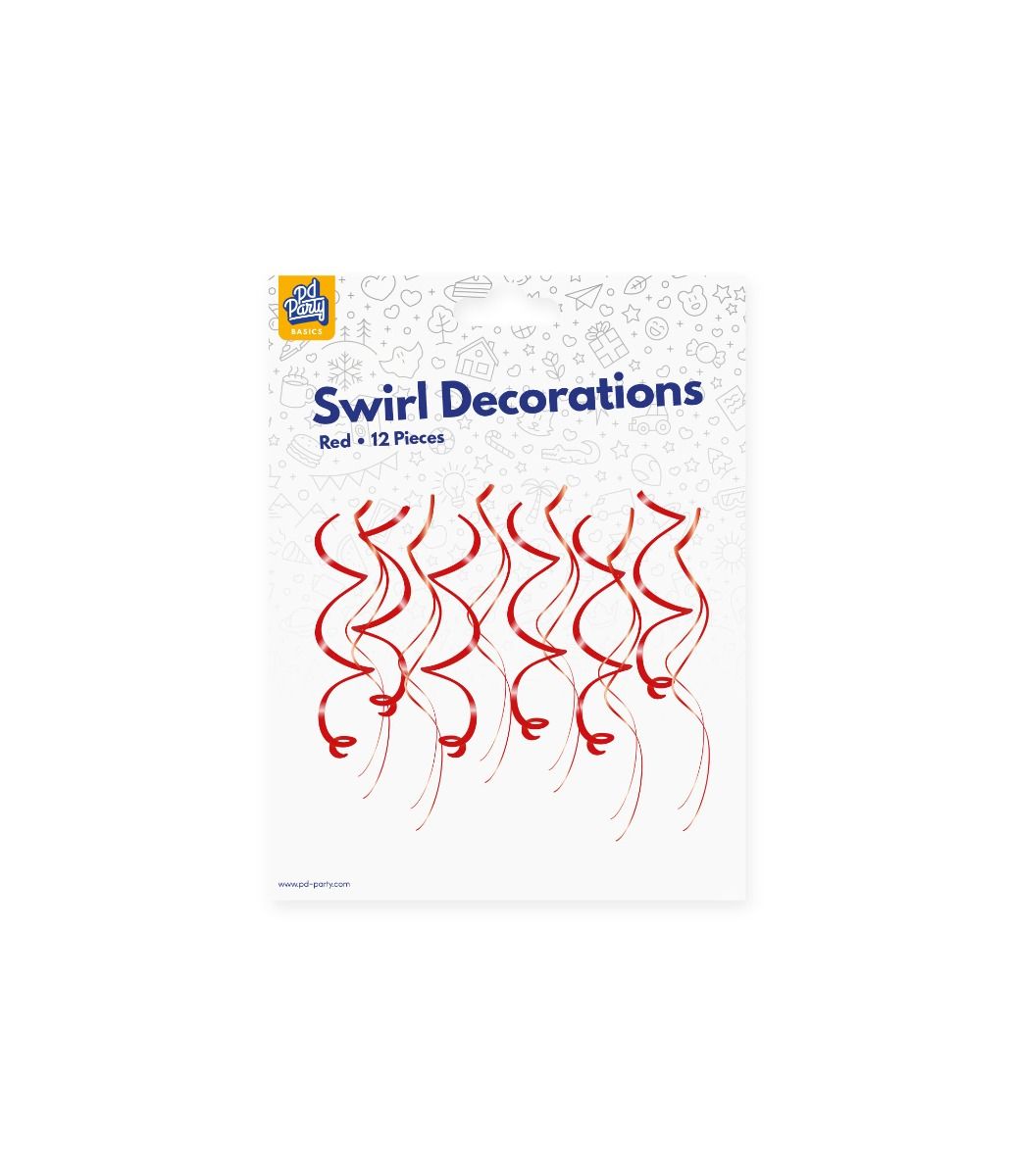 Rode Hangdecoratie Swirls 12st