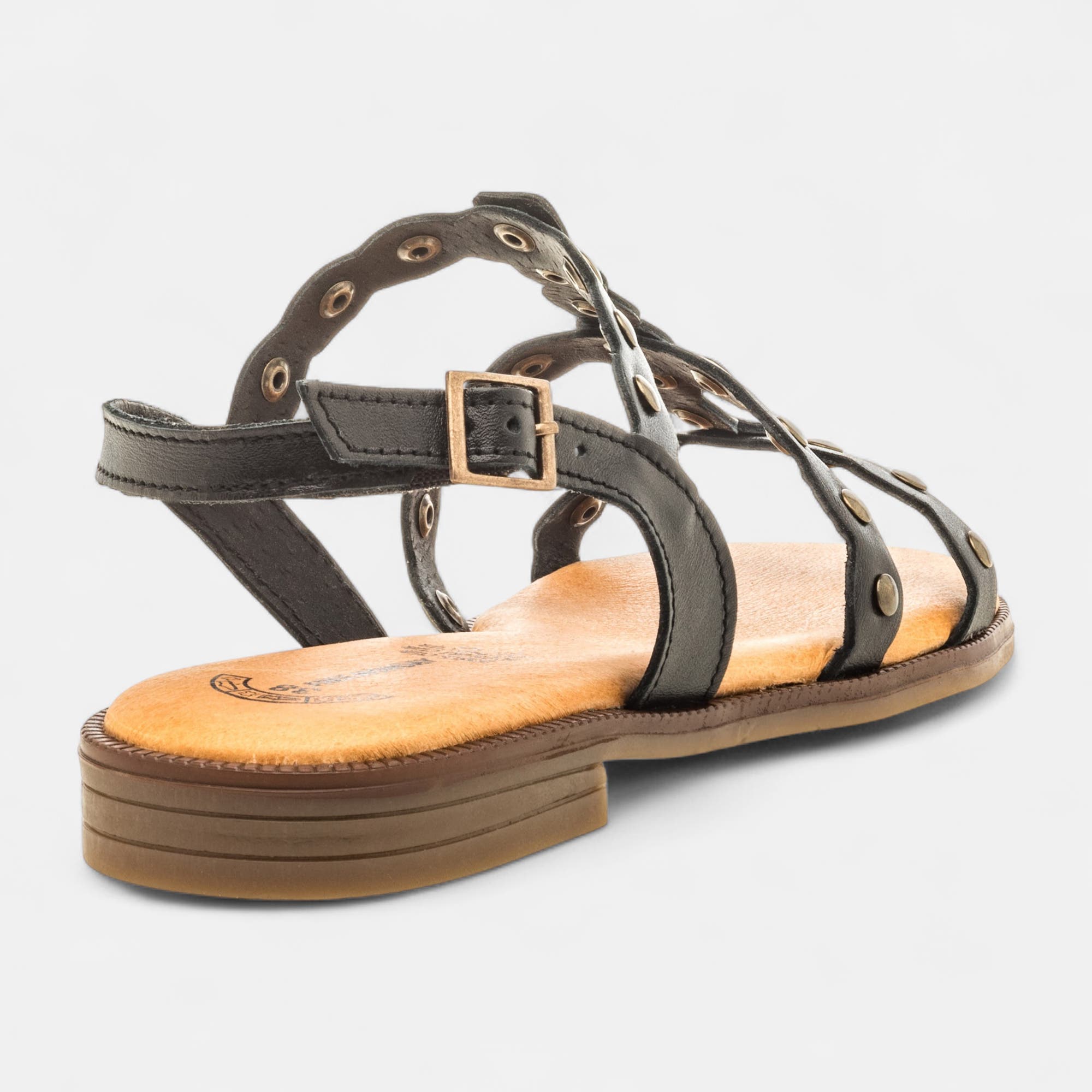Nu-pieds Femme en cuir noir