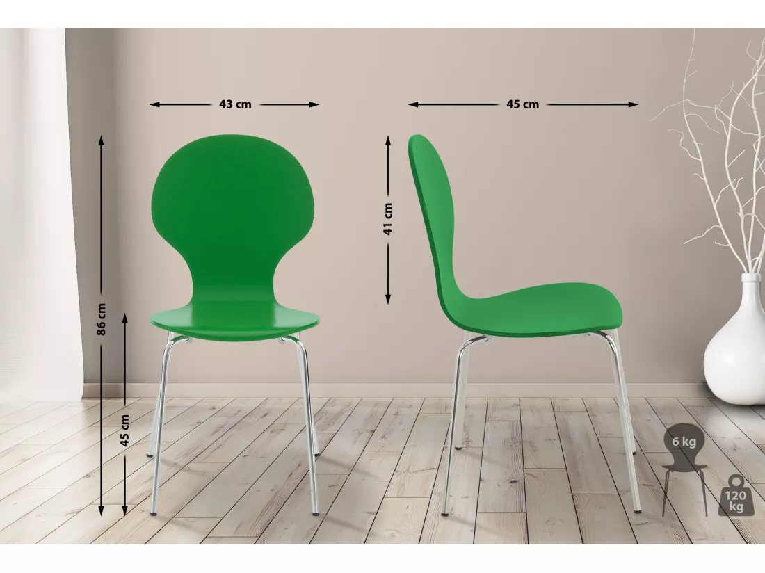 Lot de 2 Chaise de conférence - Bois - Vert - DIEGO