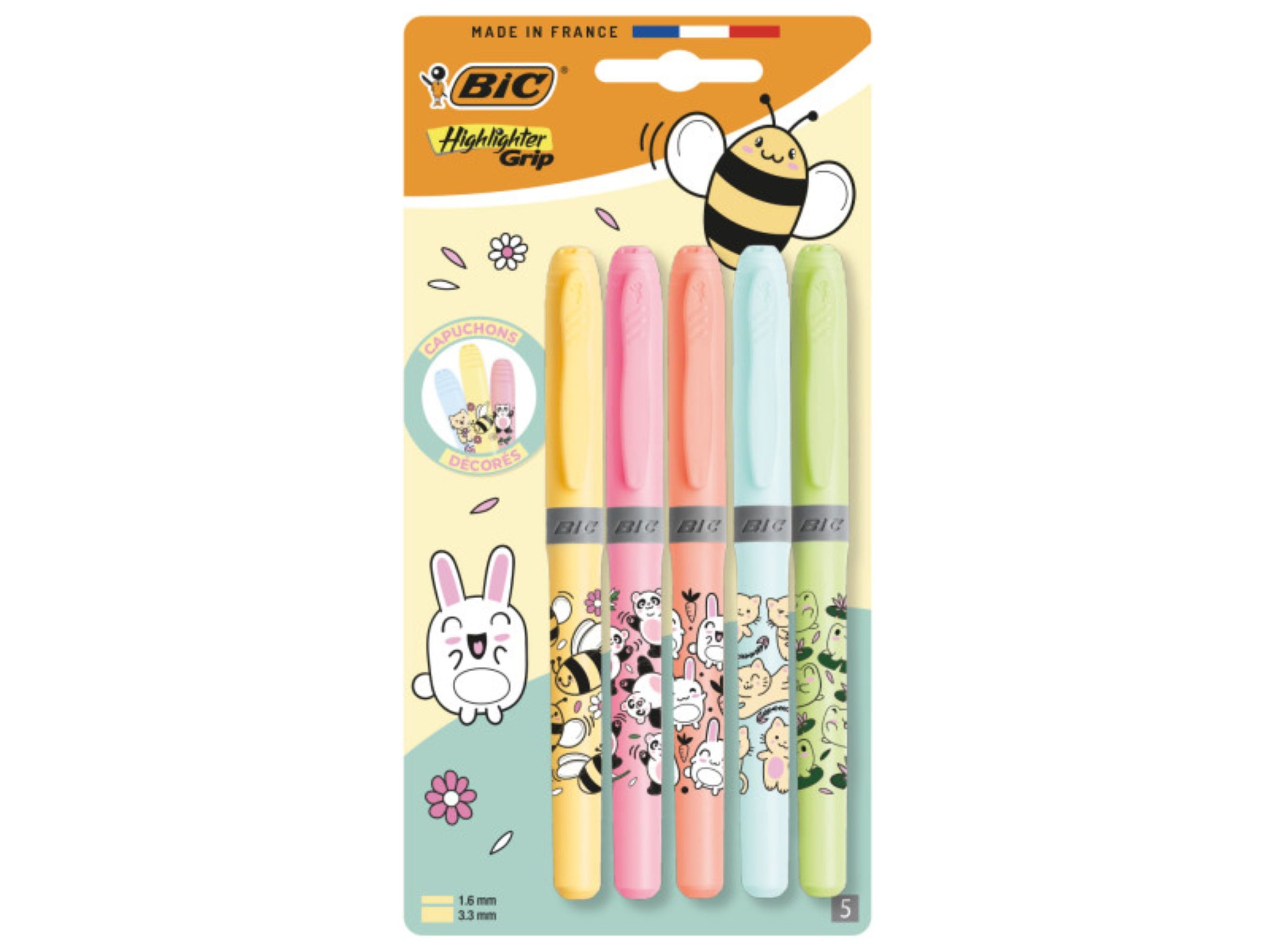 SUBLINHADORES BIC KAWAI CORES PASTEL 5 UNIDADES