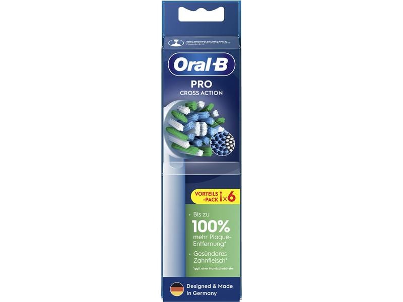 Oral-B Zahnbürstenkopf CrossAction 6 Stück, Weiss Aufsteckbürsten für elektrische Zahnbürsten
