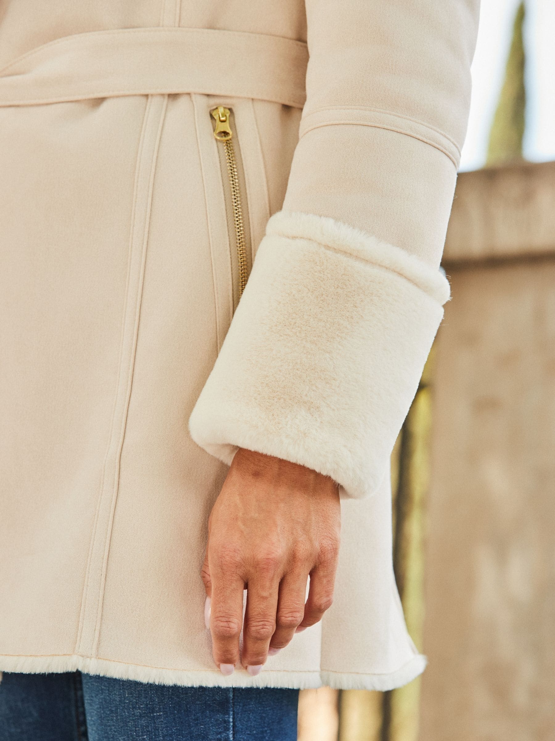 Sosandar Belted Faux Shearling Coat
