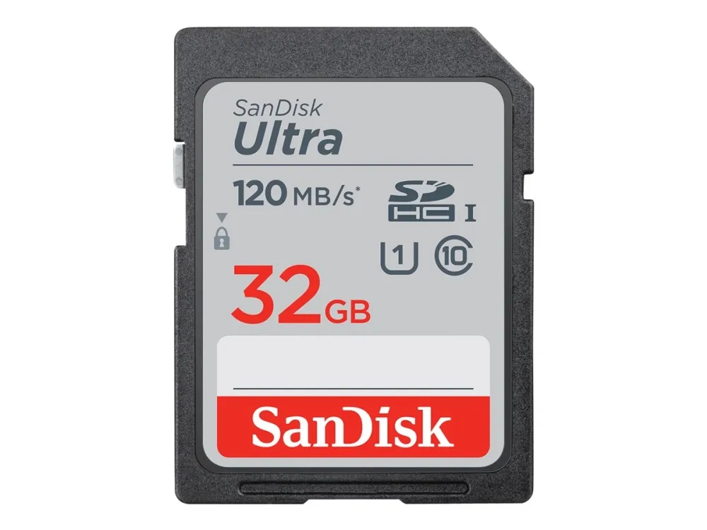 SanDisk Ultra, 32 GB, SDHC, klasse 10, UHS-I, 120 MB/s, klasse 1 (U1)