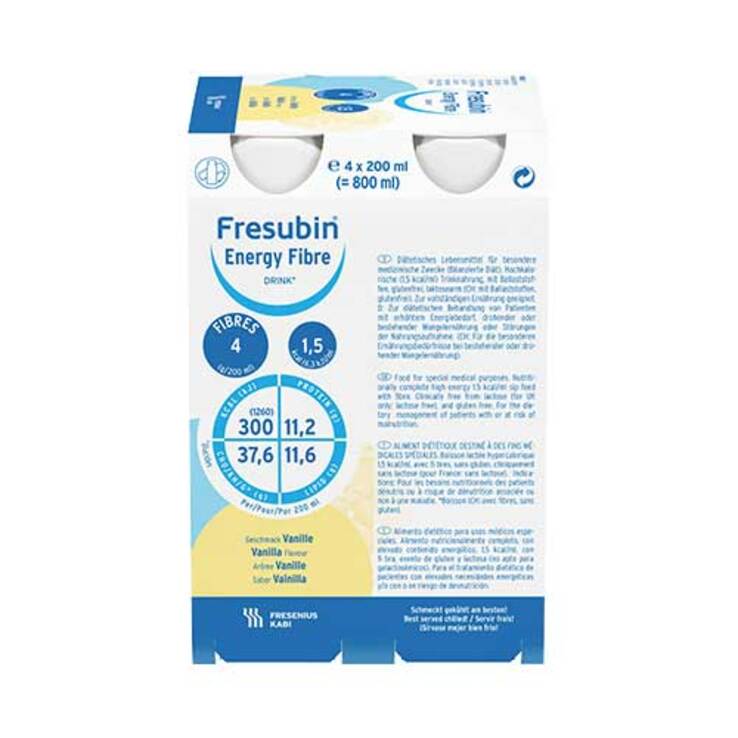 Fresubin Energy Fibre Drink Vanille Trinkflasche, 4X200 ml